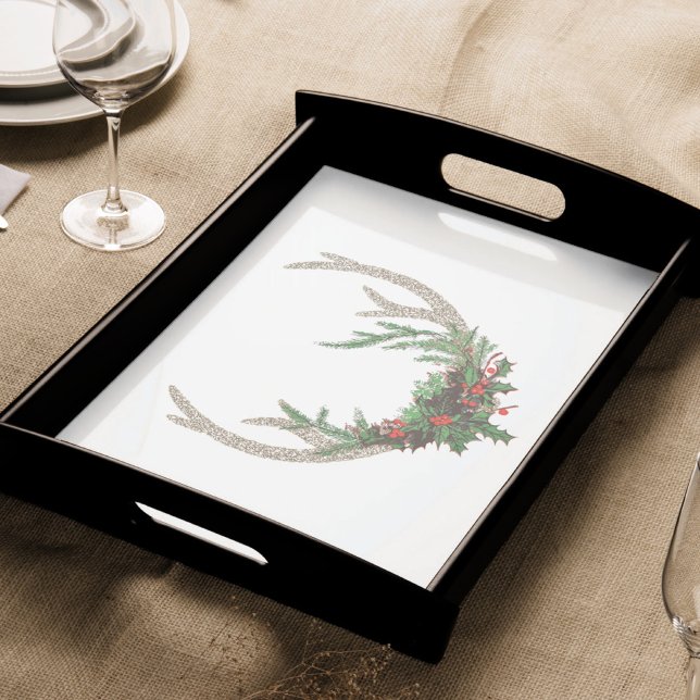 Papel De Seda Boho Deer Antlers | Floral Russo de Natal Vermelho (Criador carregado)