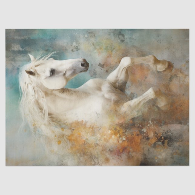 Papel De Seda Boho Elegant White Horse Decoupage (Frente )
