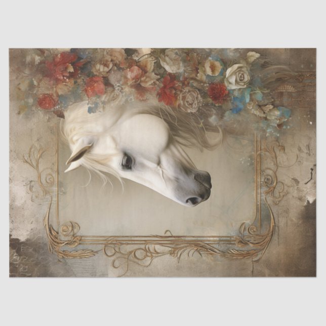 Papel De Seda Boho Elegant White Horse Decoupage (Frente )