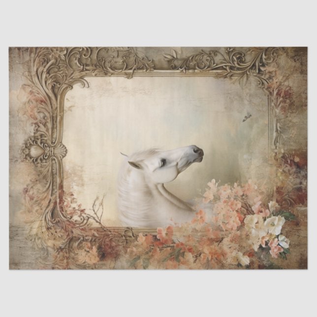 Papel De Seda Boho Elegant White Horse Decoupage (Frente )