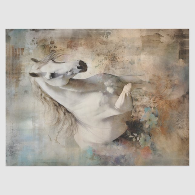 Papel De Seda Boho Elegant White Horse Decoupage (Frente )