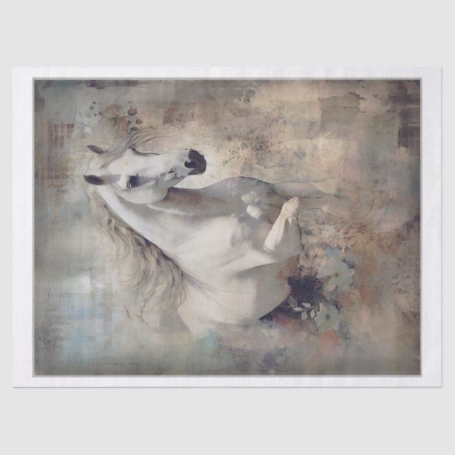 Papel De Seda Boho Elegant White Horse Decoupage (Frente )