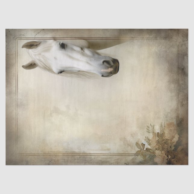 Papel De Seda Boho Elegant White Horse Decoupage (Frente )