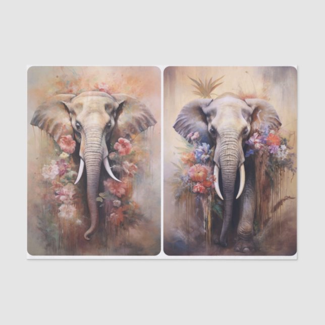 Papel De Seda Boho Elephants (Frente )
