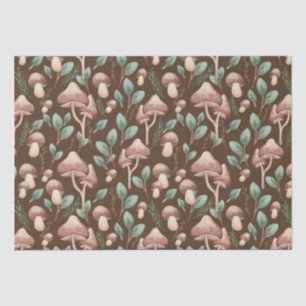 Papel De Seda Boho Eucalyptus Forest Mushroom Dark Brown