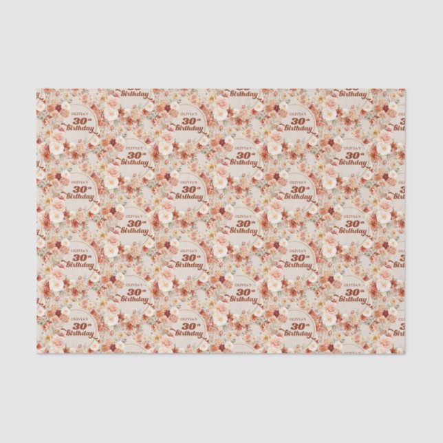 Papel De Seda Boho fall terracotta blush burgundy aniversário de (Frente )