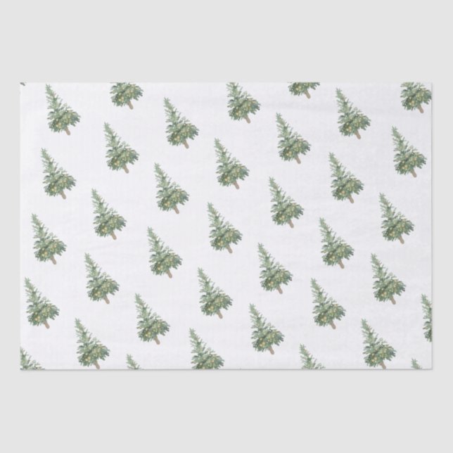 Papel De Seda Boho Feliz Árvore de Aquarela de Natal (Frente )