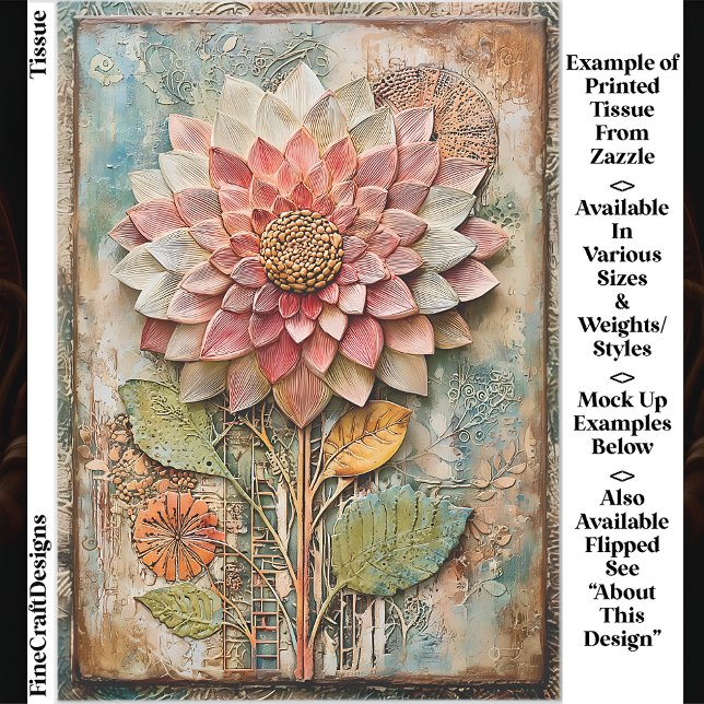 Papel De Seda Boho Flor com Textura Artesanal DZ9L Decoupage (Criador carregado)