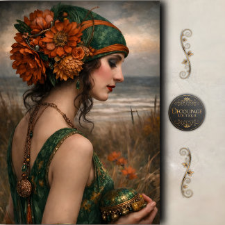 Papel De Seda Boho Floral Coastal Woman Decoupage