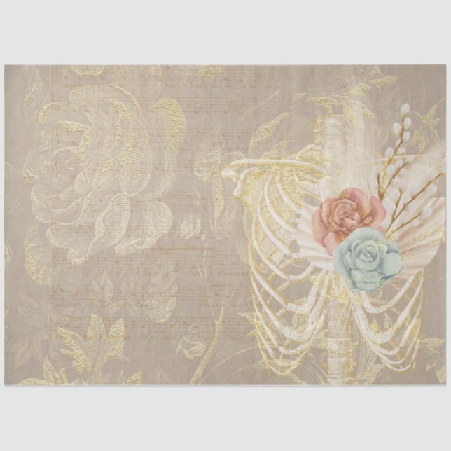 Papel De Seda Boho Floral Ephemera Design Série #11 (Frente )