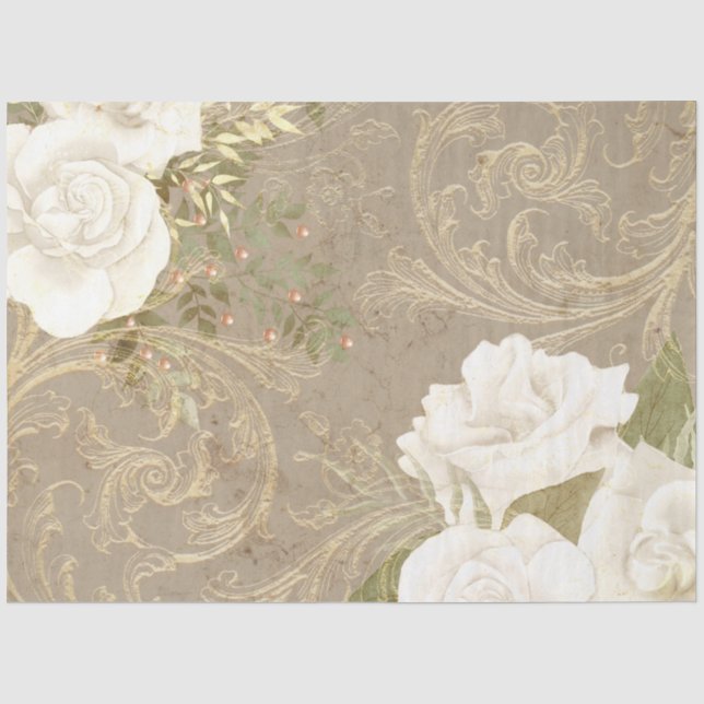 Papel De Seda Boho Floral Ephemera Série Design nº 8 (Frente )