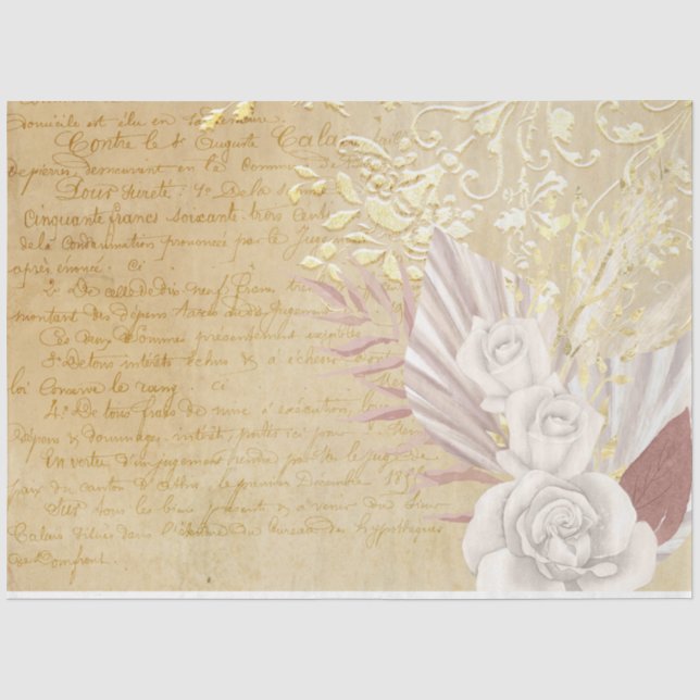 Papel De Seda Boho Floral Ephemera Série Design nº 9 (Frente )