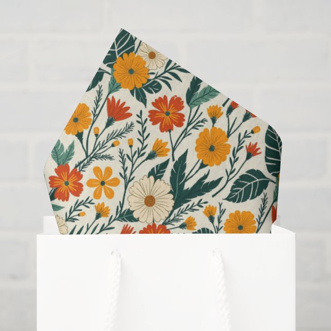 Papel De Seda Boho Florescendo (Sacola de presentes)