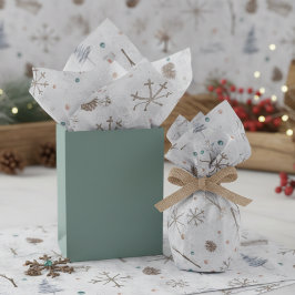 Papel De Seda Boho Galhos e Pinhas de Natal ID986