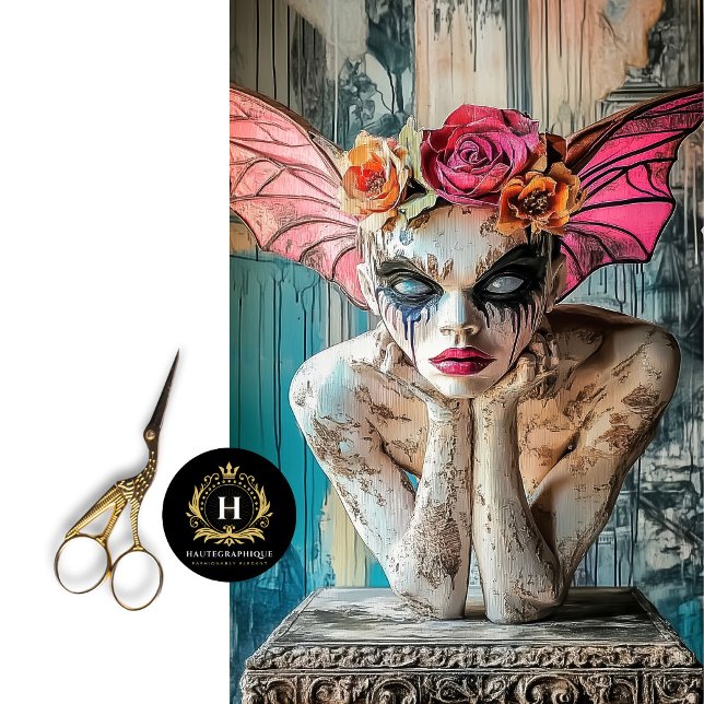 Papel De Seda Boho Gothic Gargoyle Borboleta Floral (Criador carregado)