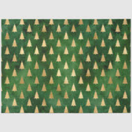 Papel De Seda Boho Green Dourado Árvores Natal