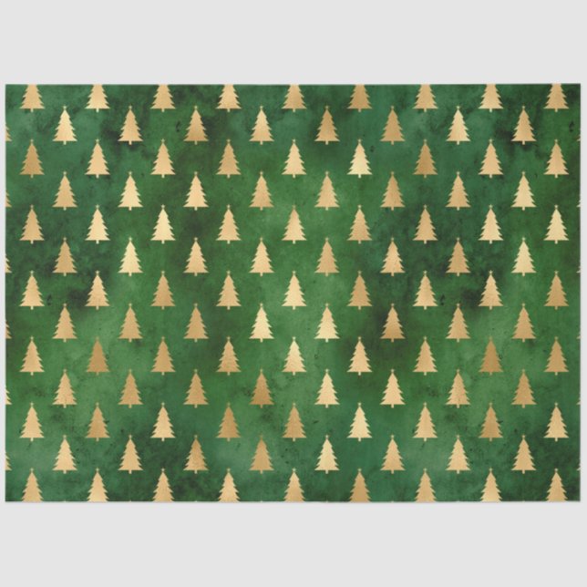 Papel De Seda Boho Green Dourado Árvores Natal (Frente )