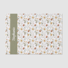 Papel De Seda Boho Green Wildflower Watercolor