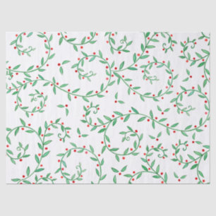 Papel De Seda Boho Greenery Holly e Red Berries Natal