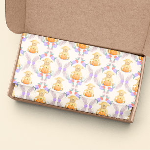 Papel De Seda Boho Little Lamb Pumpkin Watercolor Chá de fraldas