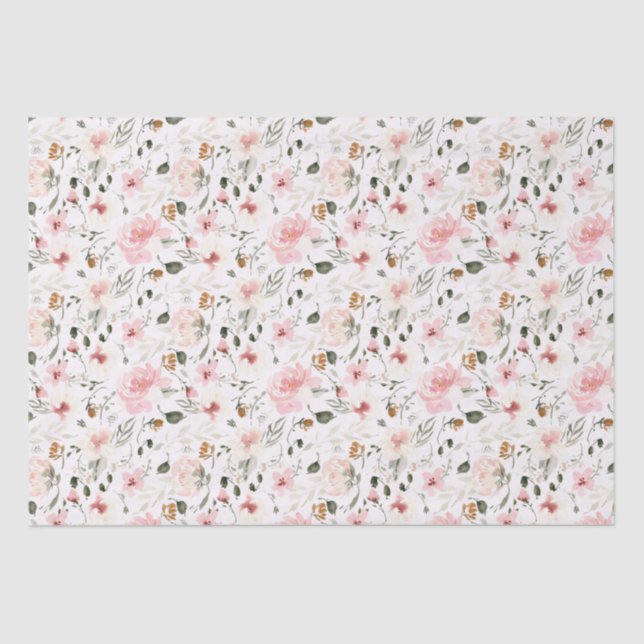 Papel De Seda Boho moderno de aquarela floral (Frente )