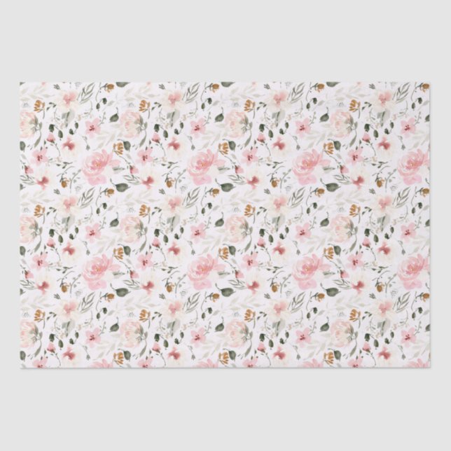 Papel De Seda Boho moderno floral aquarela (Frente )