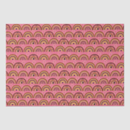Papel De Seda Boho Mystic Eye Rainbow Rosa Fundo