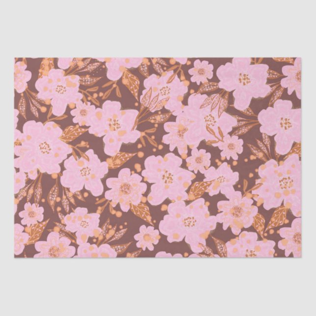 Papel De Seda Boho Orange Rust All Occassion Floral (Frente )