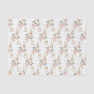 Papel De Seda Boho pincelado rosas cor-de-rosa glitter 50 anos