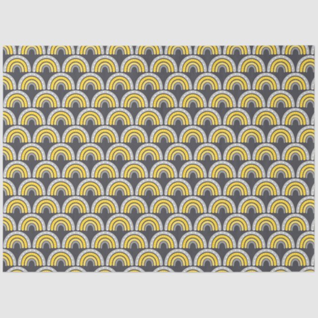 Papel De Seda Boho Rainbow Amarelo e Cinza (Frente )