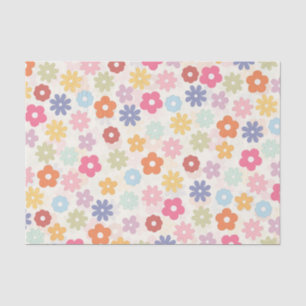 Papel De Seda Boho Retro Daisy Flores do Verão 70