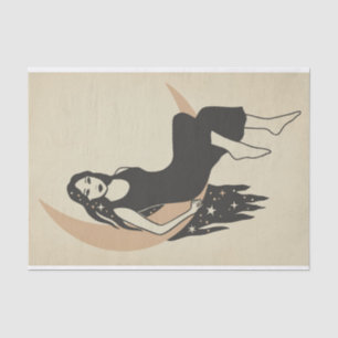 Papel De Seda Boho retro mulher estrela longa lua de cabelos com