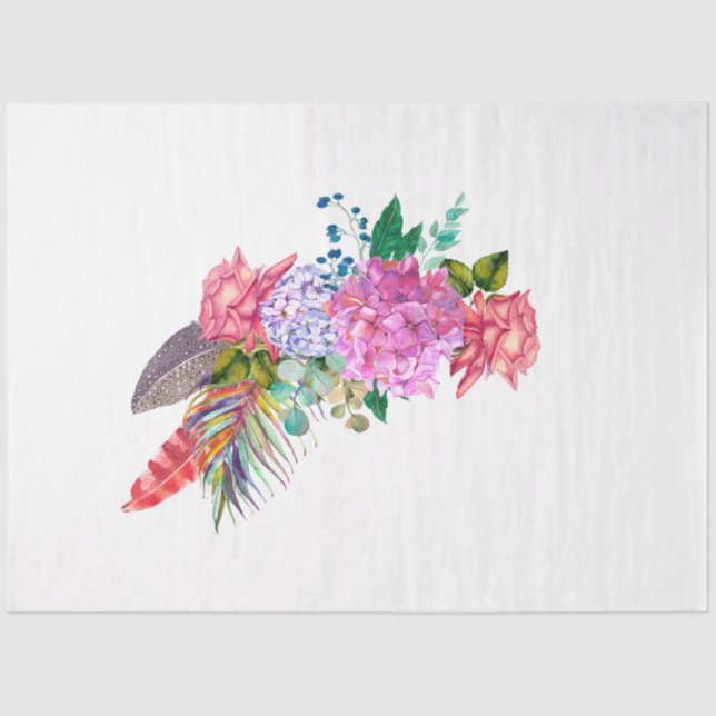 Papel De Seda Boho Skull and Flowers Series Design 7 (Frente )