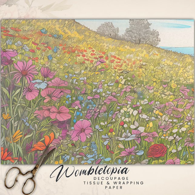 Papel De Seda Boho Summer Wildflower Fields Colorida Decoupage (Criador carregado)