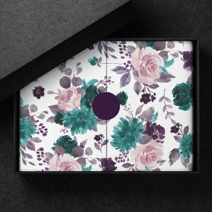 Papel De Seda Boho Temperamental   Padrão Roxo Berinjela e Rosa 