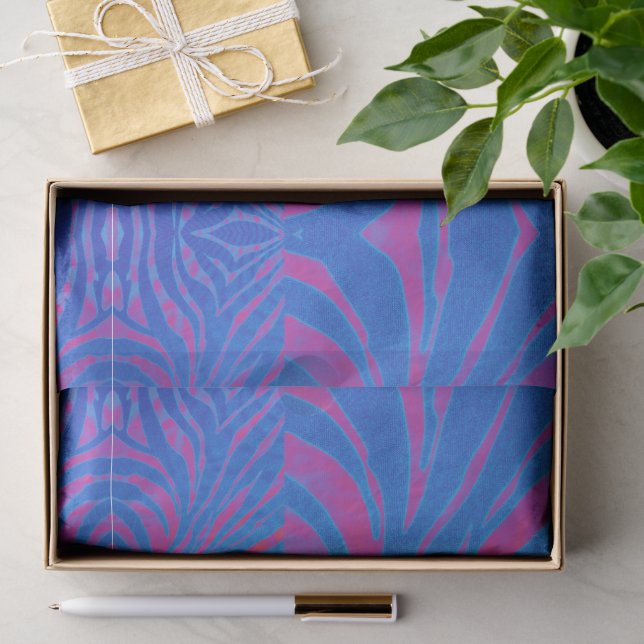 Papel De Seda Boho Tiger Stripe Rosa e Azul (Presente)