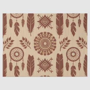 Papel De Seda Boho Tribal Abstrato Pattern   Terra Geométrica