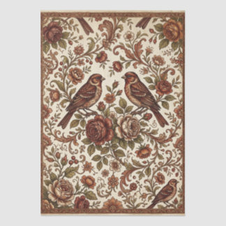 Papel De Seda Boho Vintage Birds & Florals