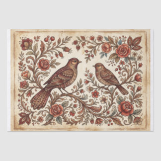 Papel De Seda Boho Vintage Birds & Florals