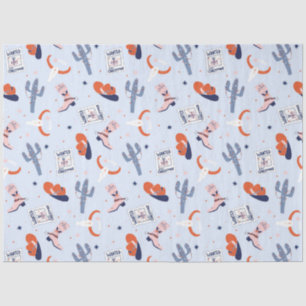 Papel De Seda Boho Western Christmas - Azul