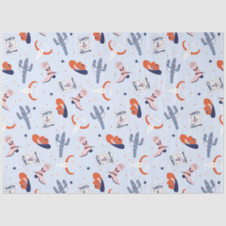 Papel De Seda Boho Western Christmas - Azul