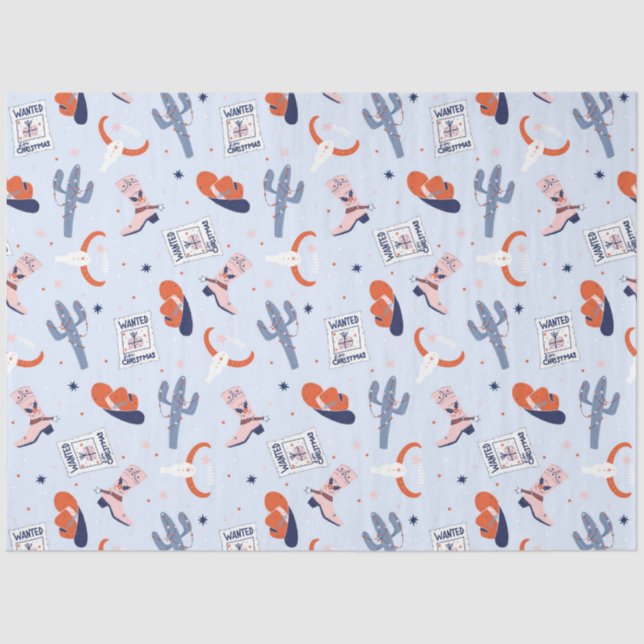 Papel De Seda Boho Western Christmas - Azul (Frente )