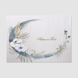 Papel De Seda Boho White Orchid Flores Blue Moon Elegant