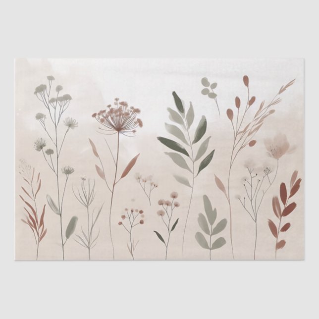 Papel De Seda Boho Wild Flower | Padrão Floral do Jardim do Dese (Frente )