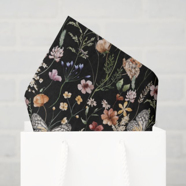 Papel De Seda Boho Wildflower Tissue Paper Wedding Gift Wrap (Sacola de presentes)