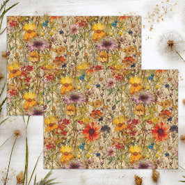 PAPEL DE SEDA BOHO WILDFLOWERS FLORAL DECOUPAGE