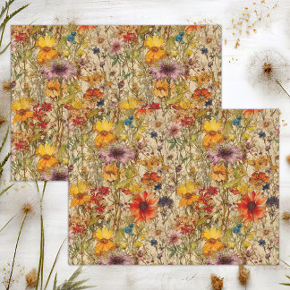 PAPEL DE SEDA BOHO WILDFLOWERS FLORAL DECOUPAGE