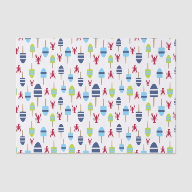 Papel De Seda Bóia náutica e lagosta do tema monogrammed (Frente )