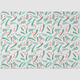 Papel De Seda Boias de Natal Evergreen e Holly Berries