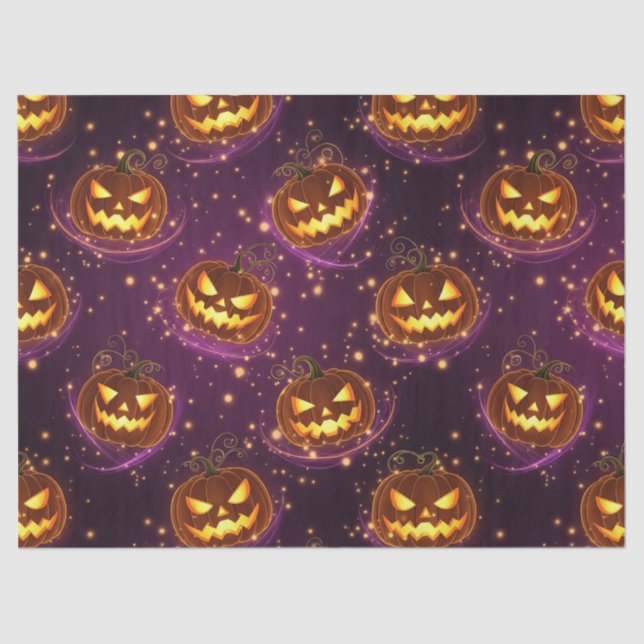 Papel De Seda Bokeh Halloween | Glowing Jack-O’ Lantern (2) (Frente )